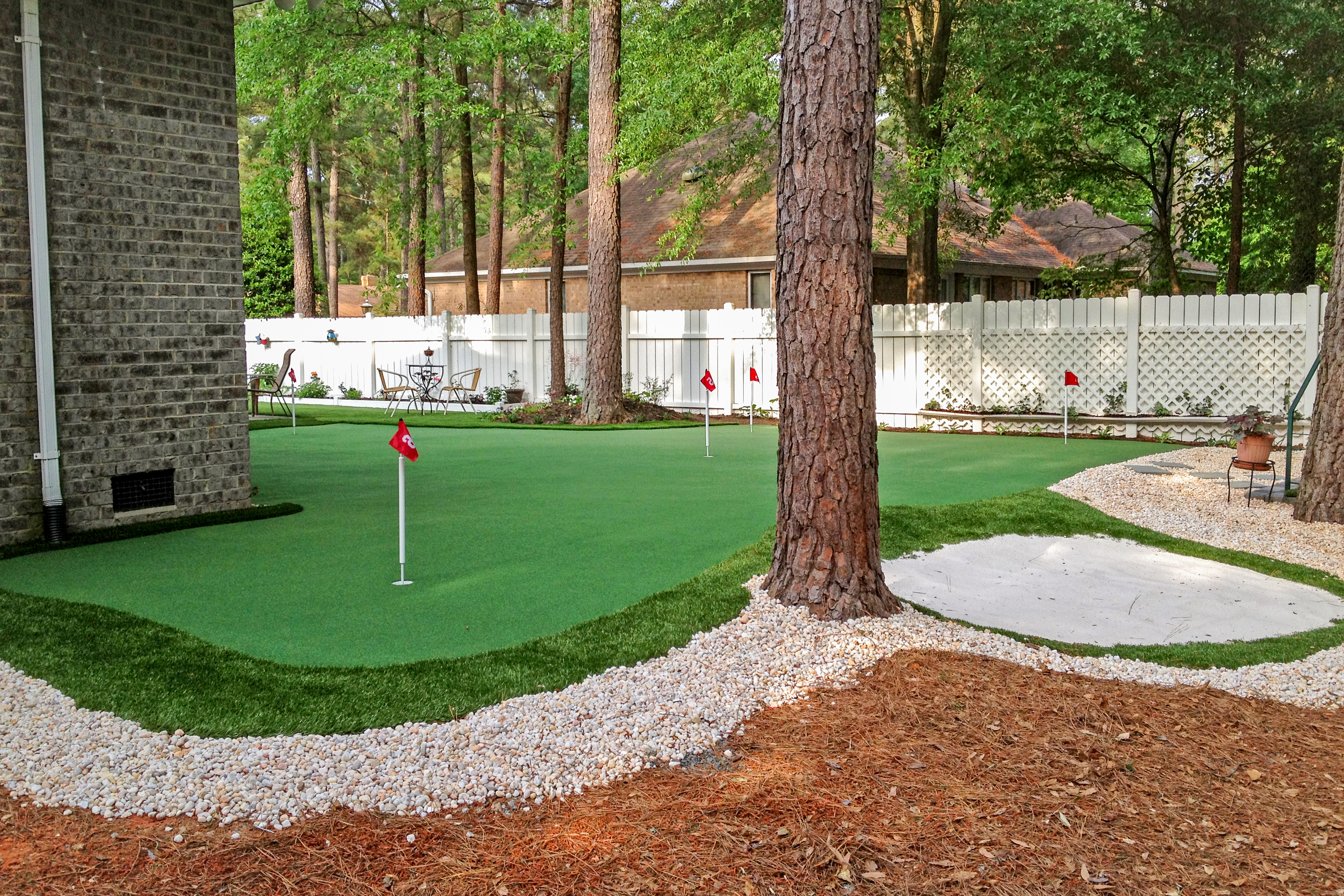 Custom putting green installation in Houston TX