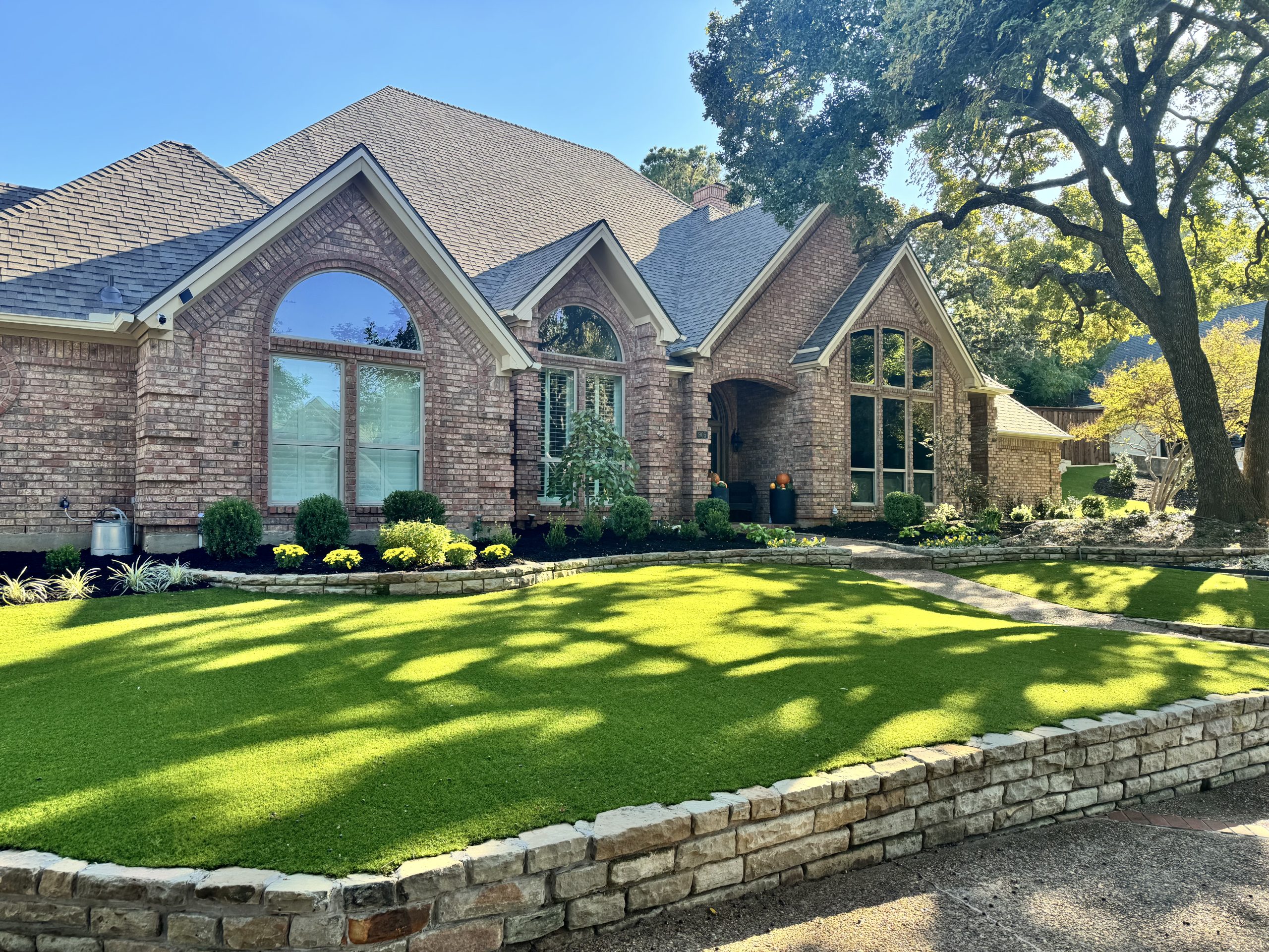 Luxury residential artificial turf lawn installation in Houston TX